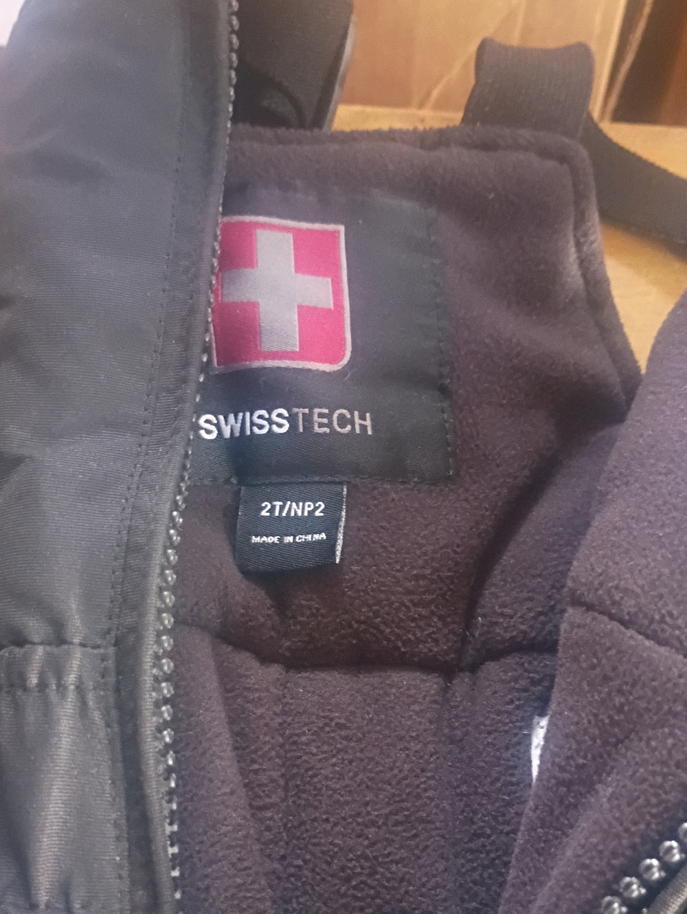 Swiss Tech Kids Black Fleece-Lined Puffer Jacket